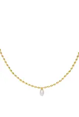 J.HOFFMAN'S Scalloped Pearl Pendant Necklace- Gold