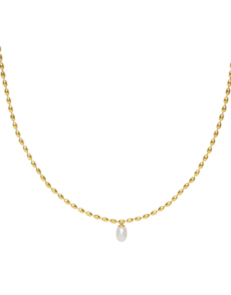 J.HOFFMAN'S Scalloped Pearl Pendant Necklace- Gold