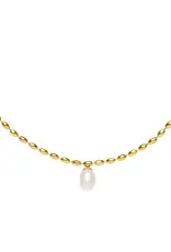J.HOFFMAN'S Scalloped Pearl Pendant Necklace- Gold