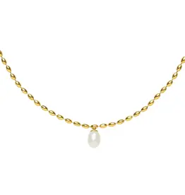 J.HOFFMAN'S Scalloped Pearl Pendant Necklace- Gold