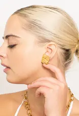 J.HOFFMAN'S Statement Square Earrings- Gold