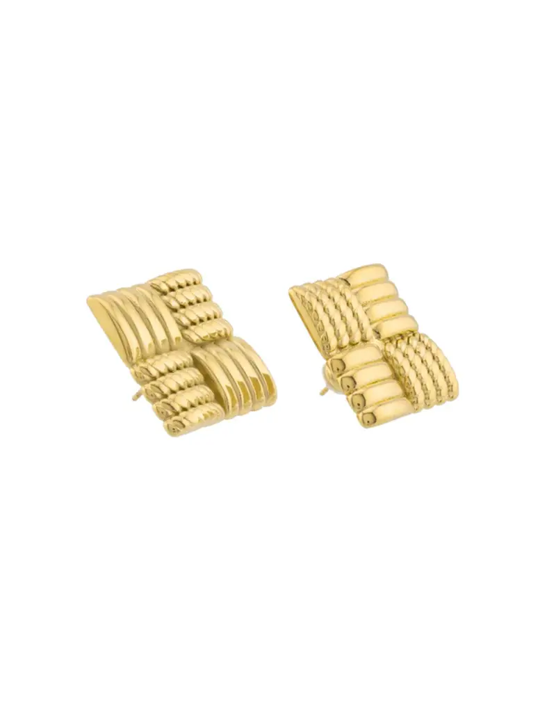 J.HOFFMAN'S Statement Square Earrings- Gold