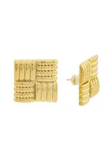 J.HOFFMAN'S Statement Square Earrings- Gold