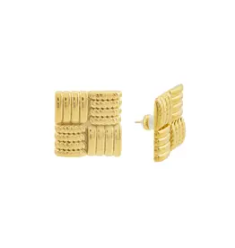J.HOFFMAN'S Statement Square Earrings- Gold