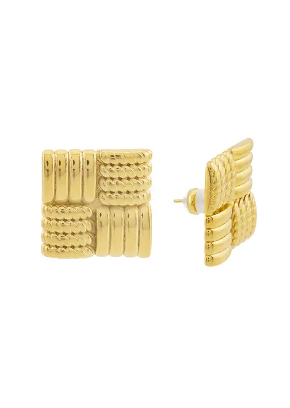 J.HOFFMAN'S Statement Square Earrings- Gold