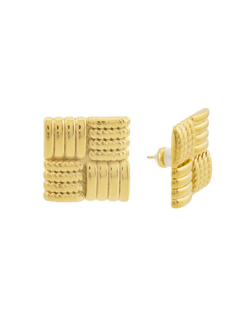 J.HOFFMAN'S Statement Square Earrings- Gold