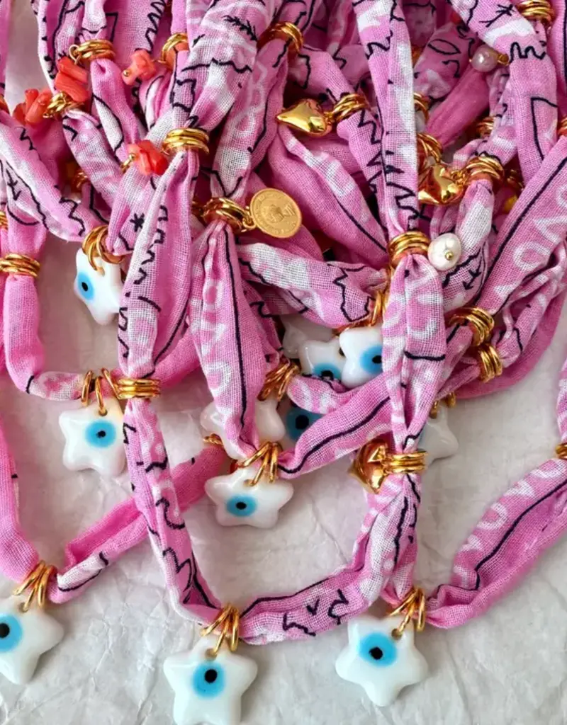 J.HOFFMAN'S Bandana Charm  Necklace- Pink