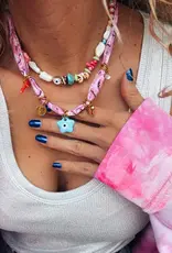 J.HOFFMAN'S Bandana Charm  Necklace- Pink