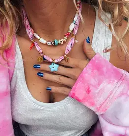 J.HOFFMAN'S Bandana Charm  Necklace- Pink