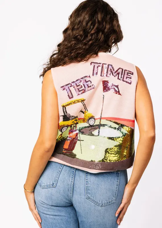 J.HOFFMAN'S Tee Time Plaid Sweater Vest- Light Pink