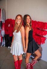 J.HOFFMAN'S Ribbed Top Balloom Skirt Mini Dress - Black