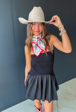 J.HOFFMAN'S Ribbed Top Balloom Skirt Mini Dress - Black