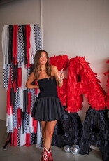 J.HOFFMAN'S Ribbed Top Balloom Skirt Mini Dress - Black