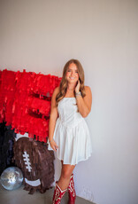 J.HOFFMAN'S Strapless Babydoll Mini Dress - White