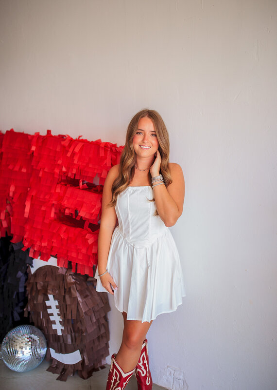 J.HOFFMAN'S Strapless Babydoll Mini Dress - White