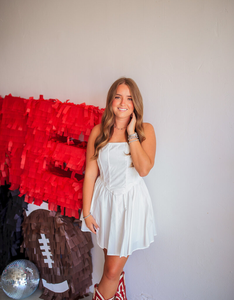 J.HOFFMAN'S Strapless Babydoll Mini Dress - White