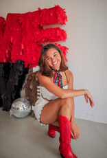 J.HOFFMAN'S Scalloped Detail Crop Top & Shorts Set