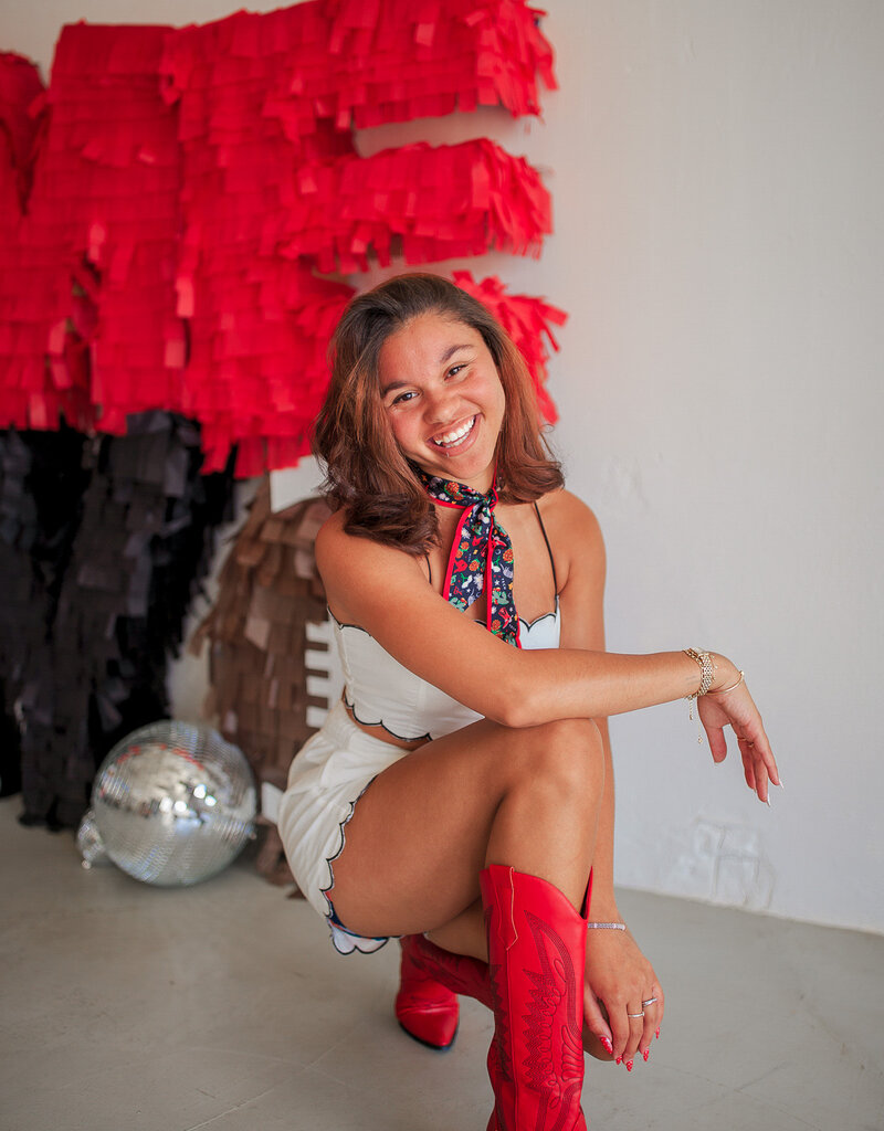 J.HOFFMAN'S Scalloped Detail Crop Top & Shorts Set