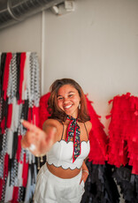 J.HOFFMAN'S Scalloped Detail Crop Top & Shorts Set