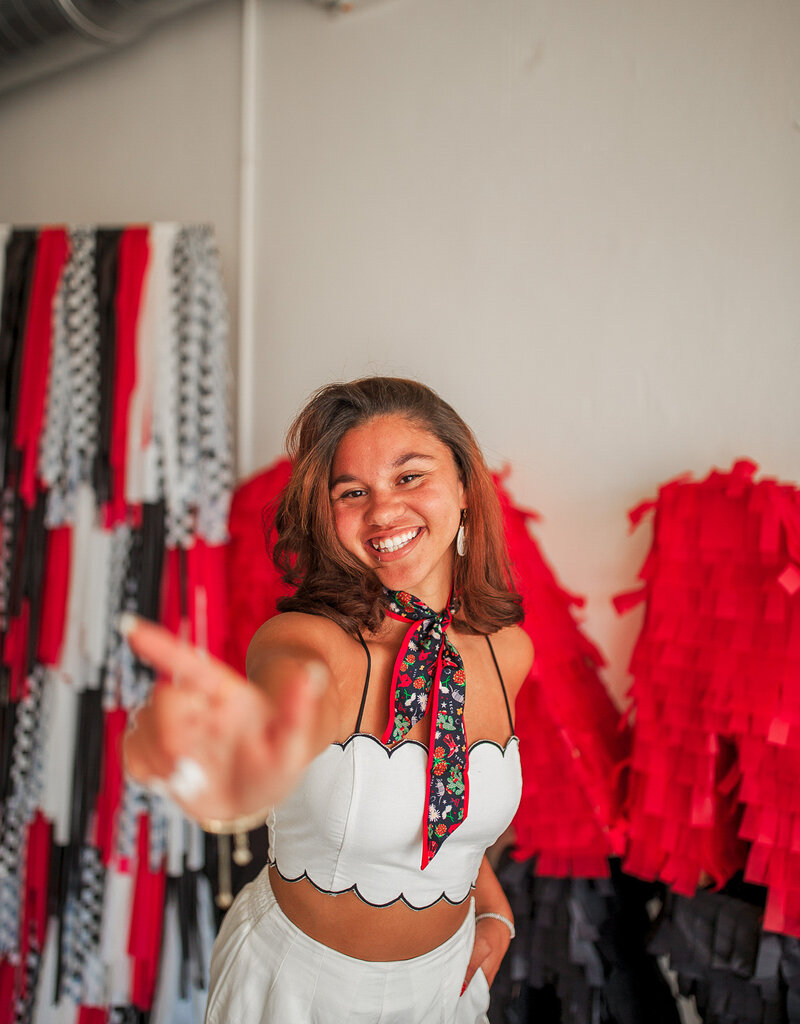 J.HOFFMAN'S Scalloped Detail Crop Top & Shorts Set