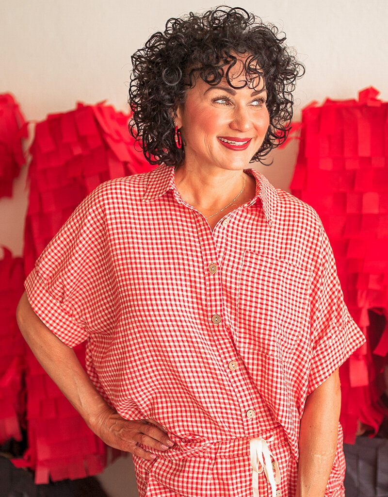 J.HOFFMAN'S Sweet Check Short Set- Red