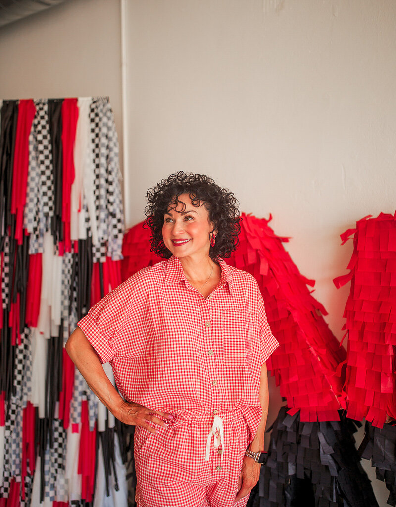 J.HOFFMAN'S Sweet Check Short Set- Red