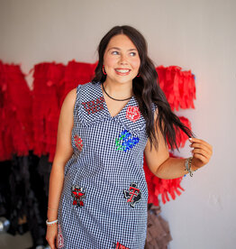 J.HOFFMAN'S Queen of Sparkles Texas Tech Mini Icon Gingham Dress