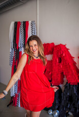 J.HOFFMAN'S Topstitched Tiered Dress