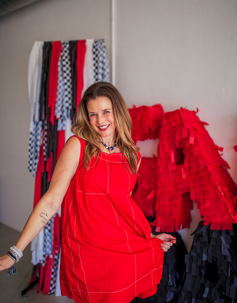 J.HOFFMAN'S Topstitched Tiered Dress