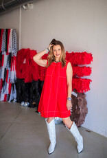 J.HOFFMAN'S Topstitched Tiered Dress