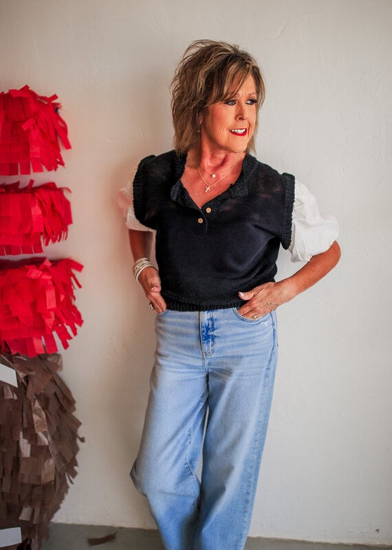 J.HOFFMAN'S Raven Top- Black/ White