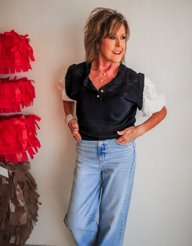 J.HOFFMAN'S Raven Top- Black/ White