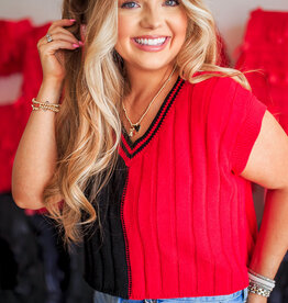 Blaze Block Sweater- Red/ Black