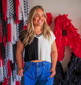 Blaze Block Sweater- Black/ White