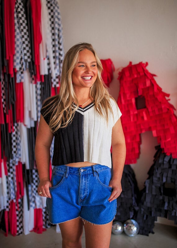 Blaze Block Sweater- Black/ White