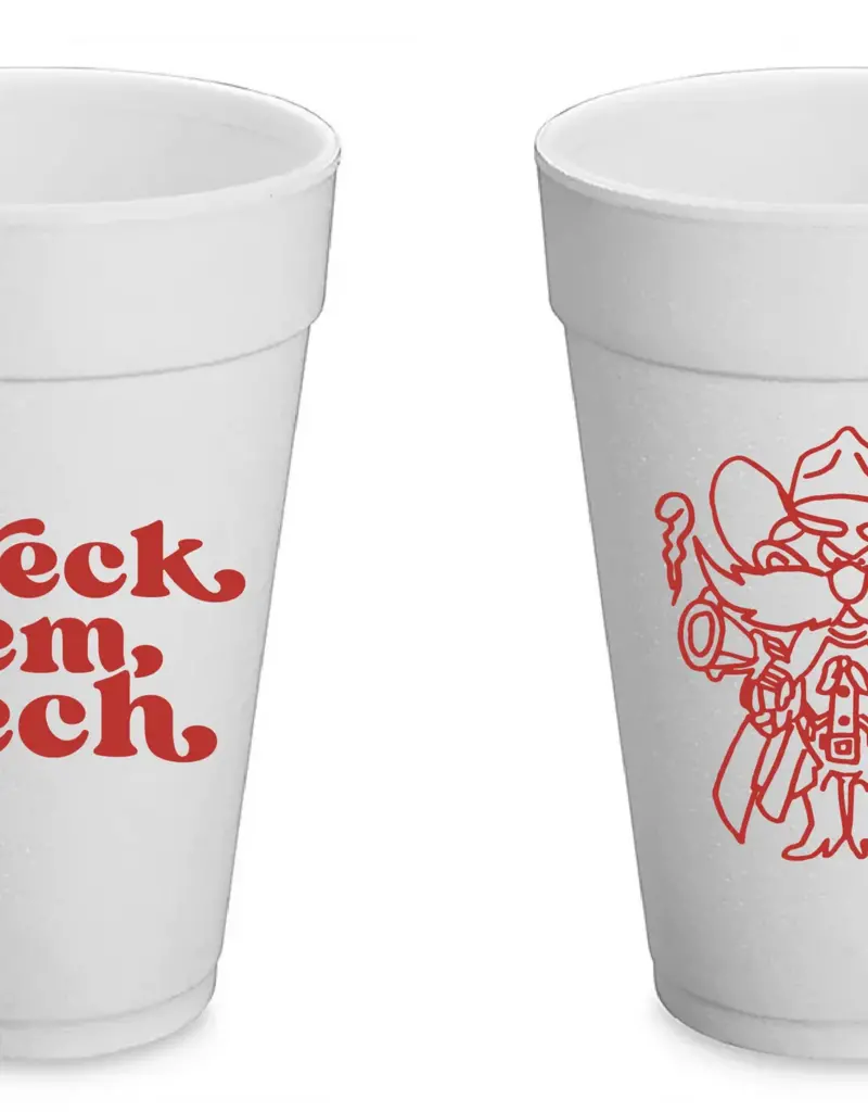 J.HOFFMAN'S Texas Tech 20oz Styrofoam Cups- Set of 8