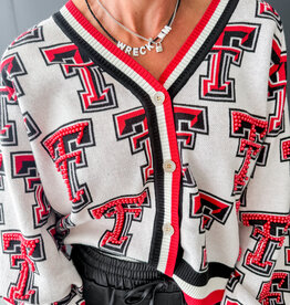 J.HOFFMAN'S Queen of Sparkles Texas Tech Rhinestone Cardi