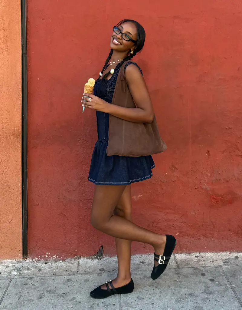 J.HOFFMAN'S Baylee Grommet Flat- Onyx Suede