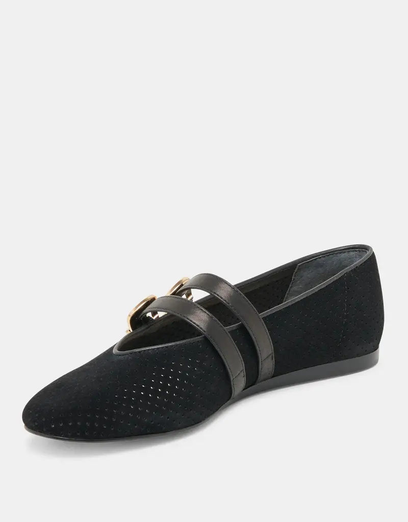 J.HOFFMAN'S Baylee Grommet Flat- Onyx Suede