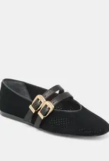 J.HOFFMAN'S Baylee Grommet Flat- Onyx Suede