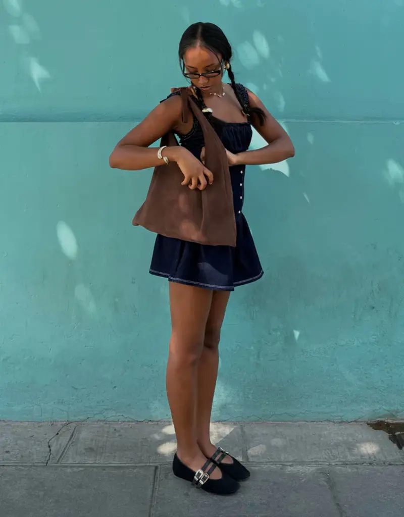 J.HOFFMAN'S Baylee Grommet Flat- Onyx Suede