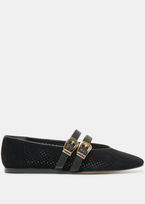 J.HOFFMAN'S Baylee Grommet Flat- Onyx Suede