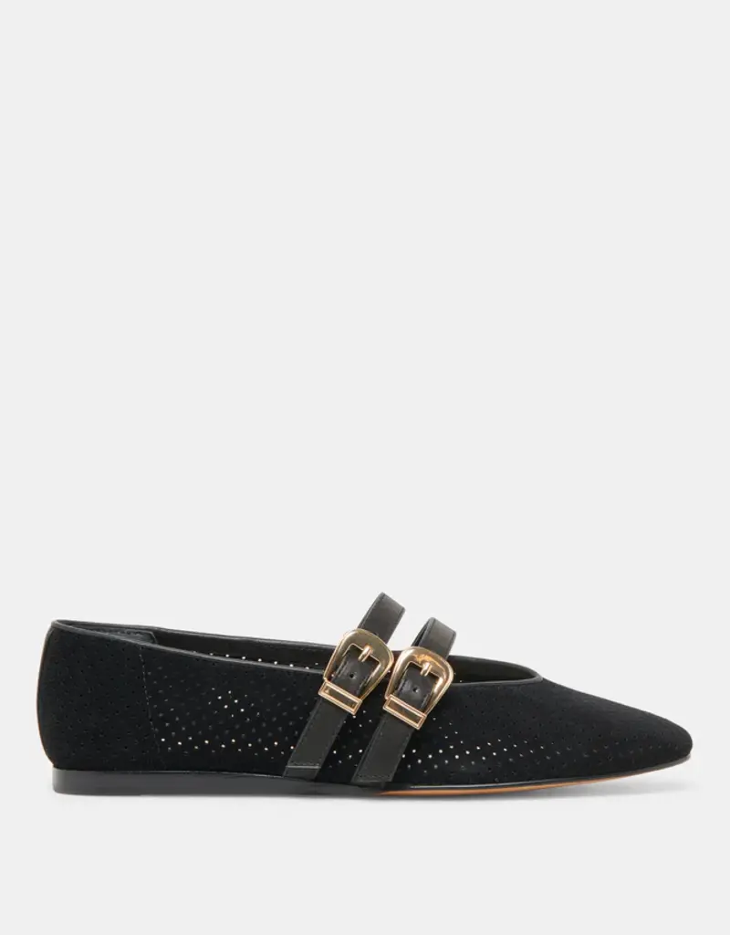 J.HOFFMAN'S Baylee Grommet Flat- Onyx Suede