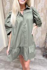 J.HOFFMAN'S Linette Ruffle Dress- Olive