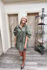 J.HOFFMAN'S Linette Ruffle Dress- Olive