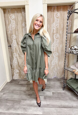 J.HOFFMAN'S Linette Ruffle Dress- Olive