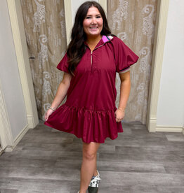 J.HOFFMAN'S Pink Collar Affair Dress- Burgandy