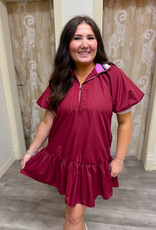 J.HOFFMAN'S Pink Collar Affair Dress- Burgandy