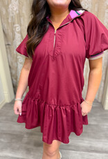 J.HOFFMAN'S Pink Collar Affair Dress- Burgandy