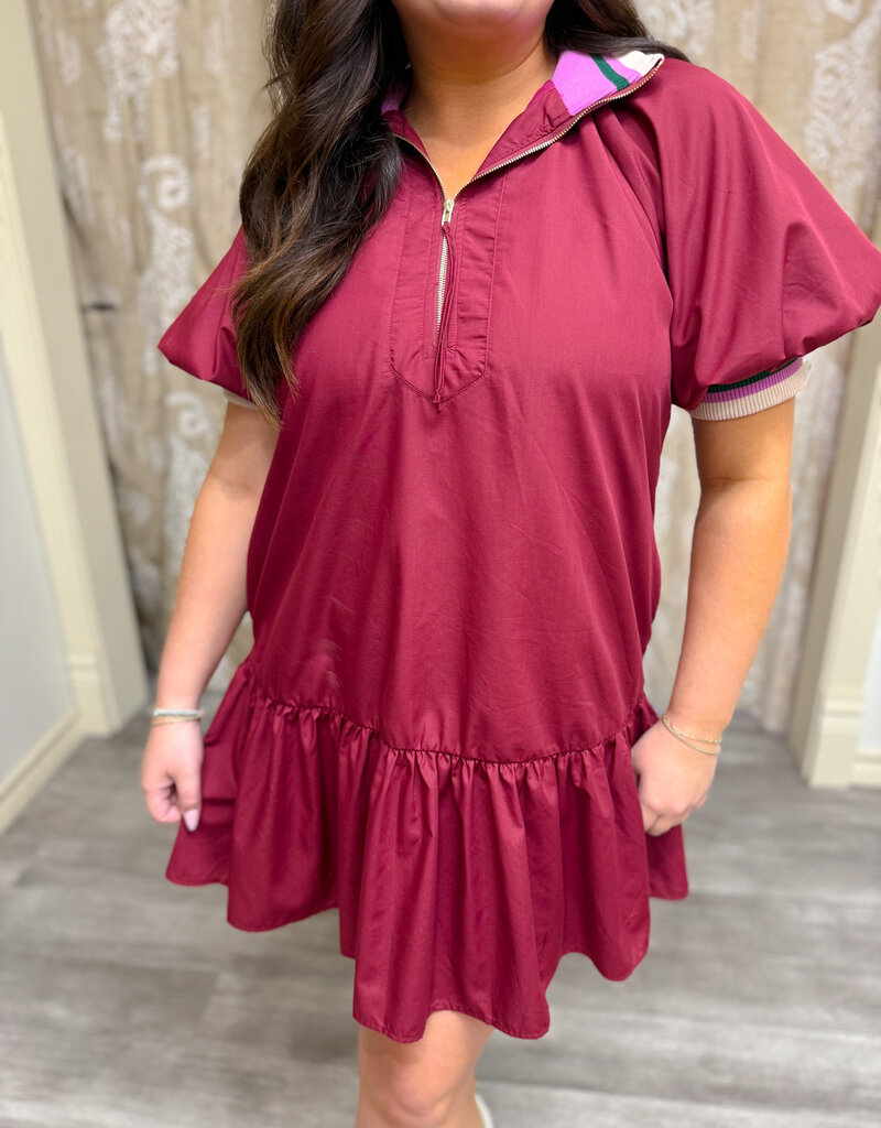 J.HOFFMAN'S Pink Collar Affair Dress- Burgandy